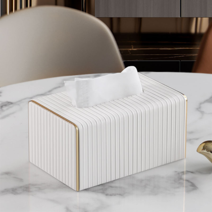 Luxury White Leather Tissue Boxes Storage